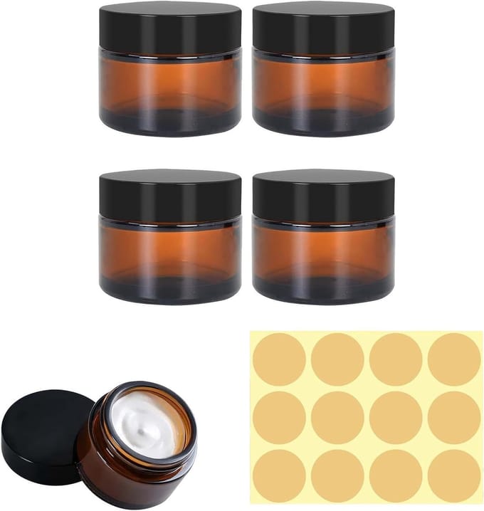 Set van 4 Lege Bruine Glazen Potjes van 30ml voor Crème, Lotion en Monsters - Herbruikbare en Draagbare Container