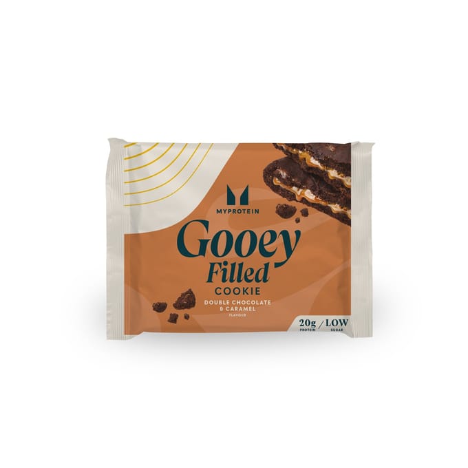 Baked Protein Cookie - 12 x 75g - Double Chocolate and Caramel  (Gooey Filled)