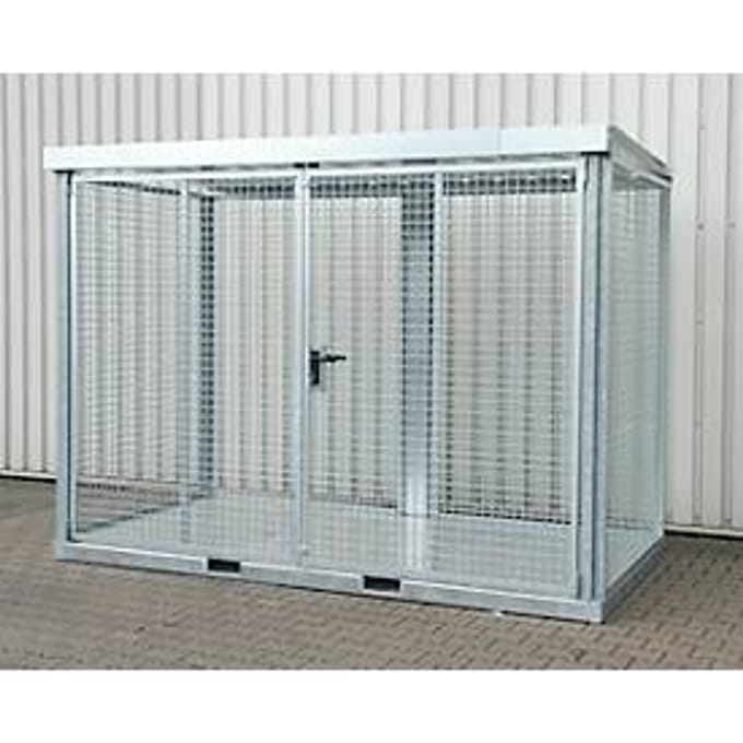 Bauer gasflessencontainer type GFC-E, afsluitbaar, L 3135 x B 1570 x H 2260 mm Traanplaatbodem