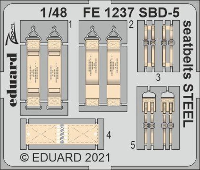 Eduard Modelbouwdecoratie - FE1237 Seatbelts Steel for SBD-5 - Photo-etch