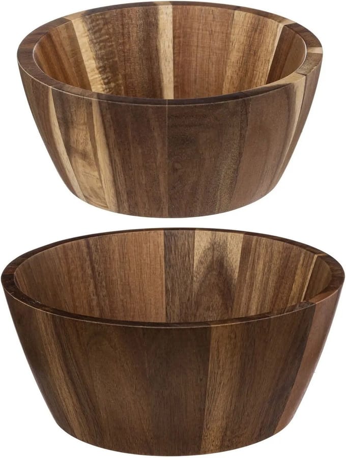Secret de Gourmet voedsel serveerschalen - set van 3x - Acaciahout - D28/D16 cm