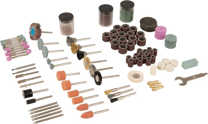 Silverline Hobby machine accessoire set - 216 delig - veelzijdig gebruik - 3,17 mm spandoorn