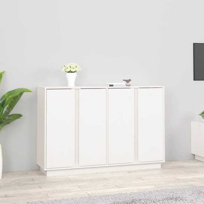 vidaXL Dressoir 120x35x80 cm massief grenenhout wit