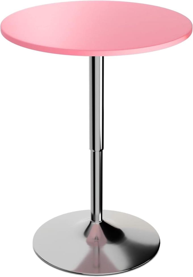 Bartafel Metaal - Pubtafel Cocktailtafel - Sociale Bijeenkomsten - In Hoogte Verstelbaar - Diameter 60 cm - Roze