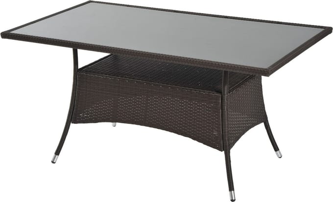 Outsunny- tuintafel - met glazen blad - metaal - polyrotan