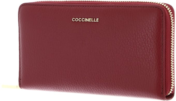 COCCINELLE Leren portemonnee Metallic Soft Wallet Grained Leather Ribes (rood)paars