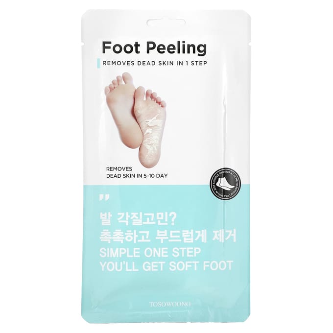 Tosowoong, foot peeling, medium size, 2 packs, 20g each white