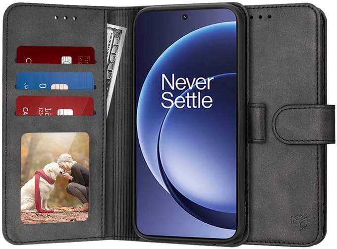 Hoesje geschikt voor OnePlus 15R - Techsuit Diary Book Wallet Case - Zwart