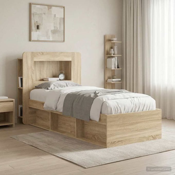 vidaXL - Hoofdeinde - Kast - met - opslag - Geconstrueerd - hout