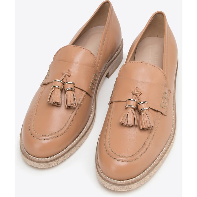 Wittchen Dames Leren Loafers met Kwastjes, Beige, Natuurlijk Leer
