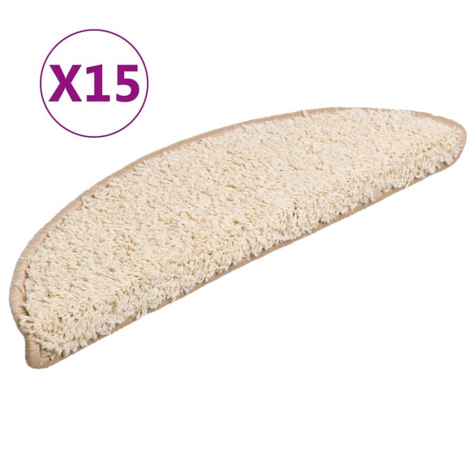 vidaXL - Trapmatten - 15 - st - 56x17x3 - cm - Crème - Halfrond