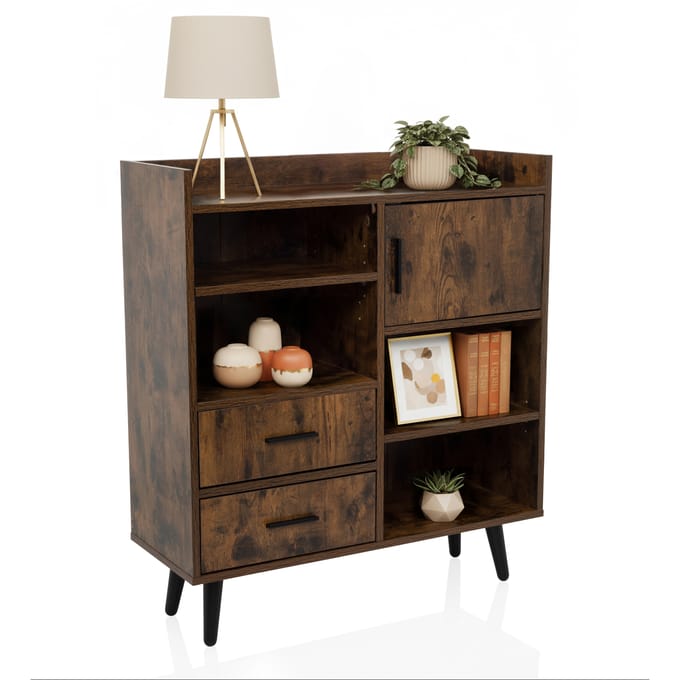 Sideboard / commode MYRDAL 80x30x90 cm 2 laden 1 deur bruin/zwart hjh LIVING