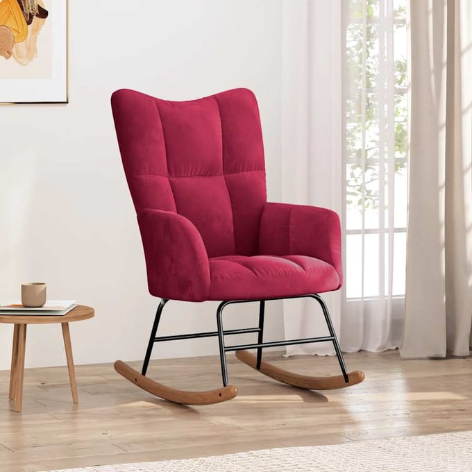 vidaXL Chaise à bascule Rouge bordeaux Velours
