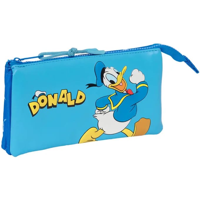 Donald Duck - Etui - 3 vakken - Blauw - 22 x 12 x 3 cm