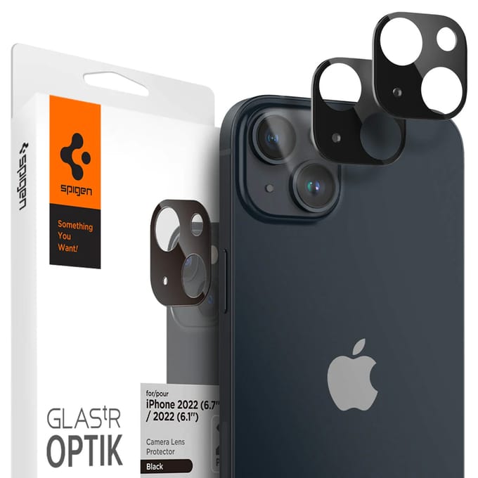 Spigen Optik Lens Protector - Full Camera bescherming (2-pack) voor de Apple iPhone 14 / 14 Plus - Zwart