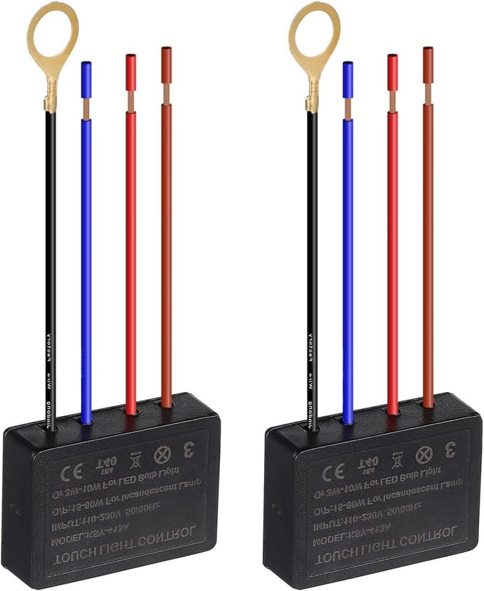 2 x Touch Switch voor Tafellamp, 4-Way Touch Sensor Dimmer voor LED Verlichting en Thuisgebruik