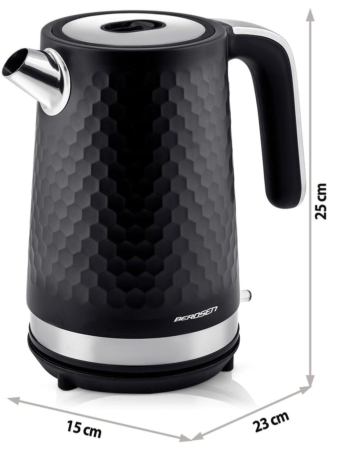 Berdsen BD-705 waterkoker 1,7l, zwart en zilver