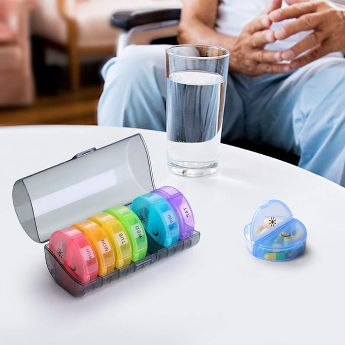 14 Vakken Wekelijkse Pillenorganizer 7 Dagen Pillendoos Kleur Reizen Tabletdoos blue