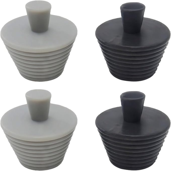 Universele Silicone Afvoerstop Set - 4 Stuks Zwart & Grijs