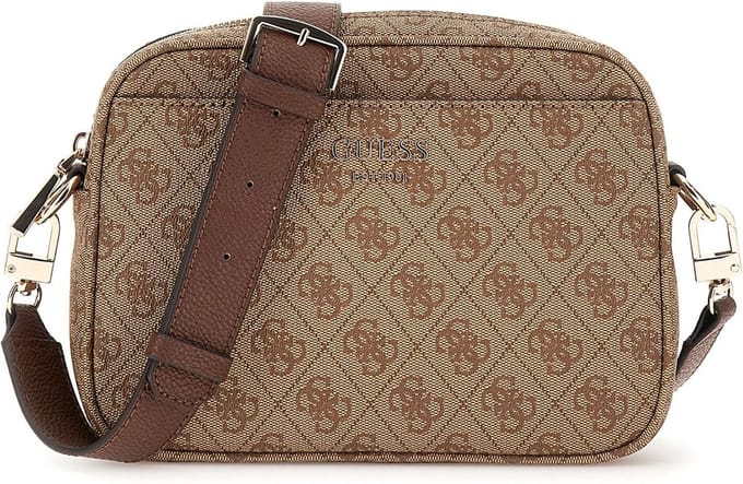 GUESS Schoudertas Vikky II Camera Crossbody Latte Logo / Brown Lichtbruin
