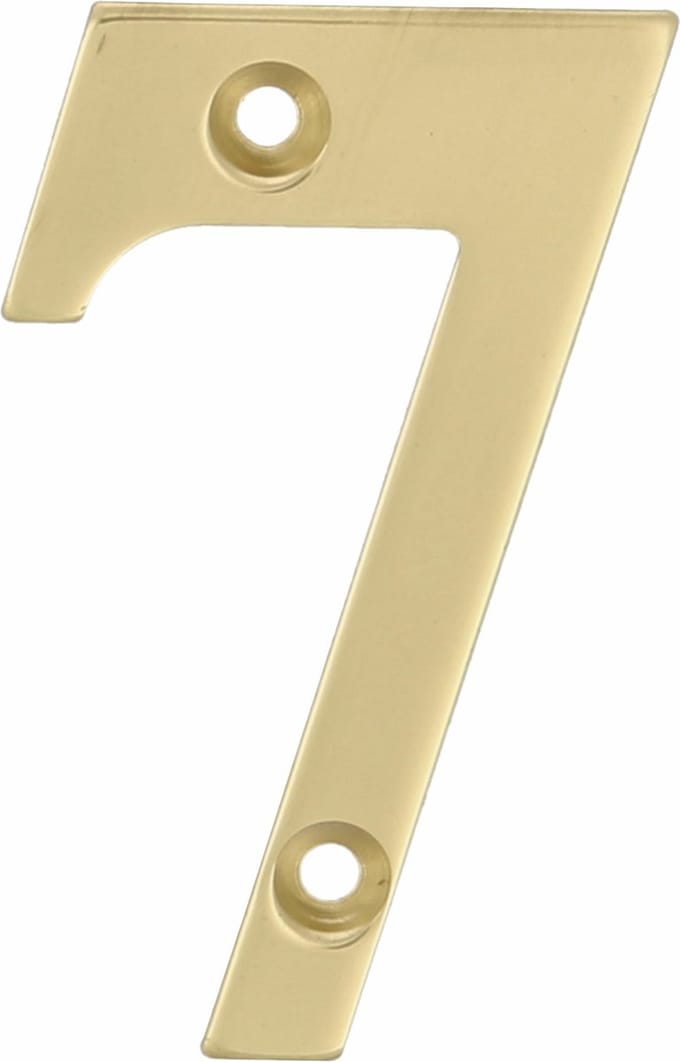 AMIG - Huisnummer 7 (Zeven) - Gepolijst Messing – 50 x 1.5mm – Schroefbaar