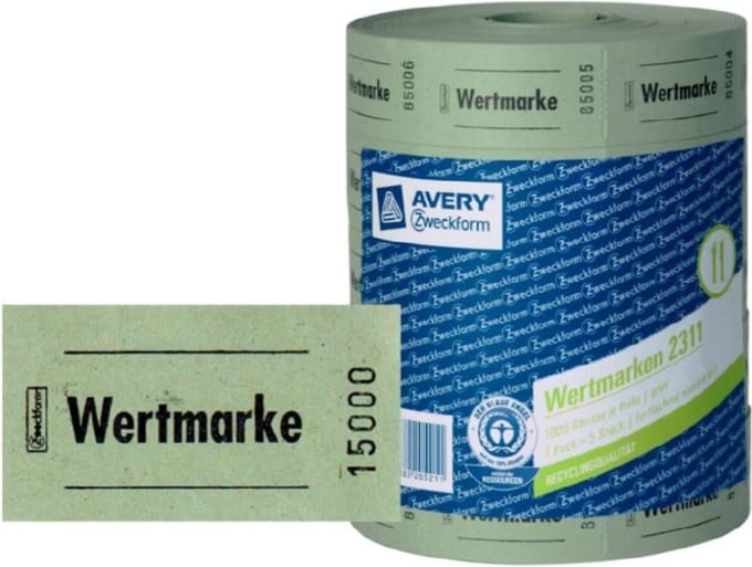 5x rol waardezegel 57x30mm groen 5000 afscheurbare