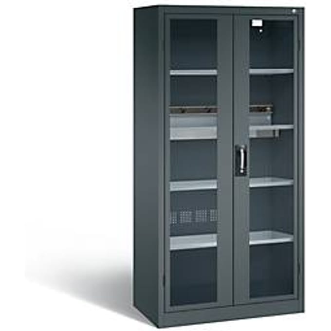 C+P Acculaderkast Basic met kijkvenster van acrylglas, H 1950 x B 930 x D 500 mm, antraciet