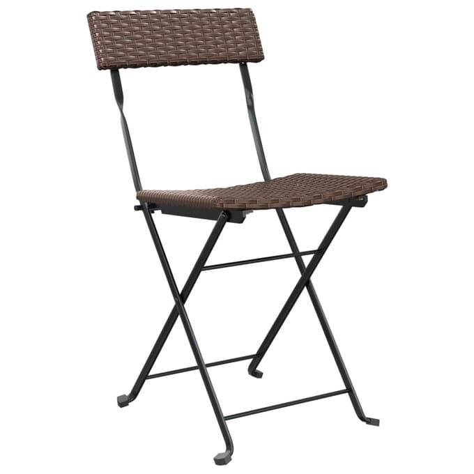 vidaXL - Opklapbare - stoelen, - 2 - stuks, - bruin, - van - polyrotan - en - staal.