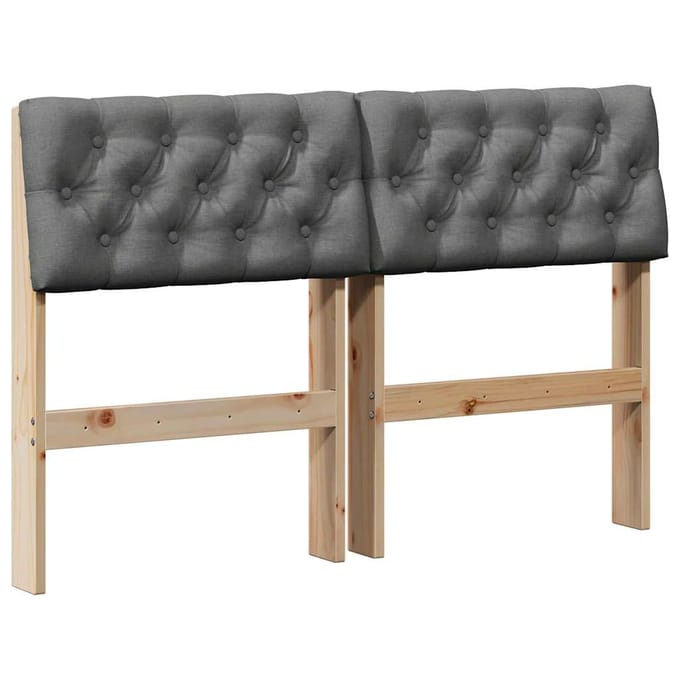 vidaXL Gestoffeerd hoofdbord Donkergrijs 120 cm Massief grenenhout