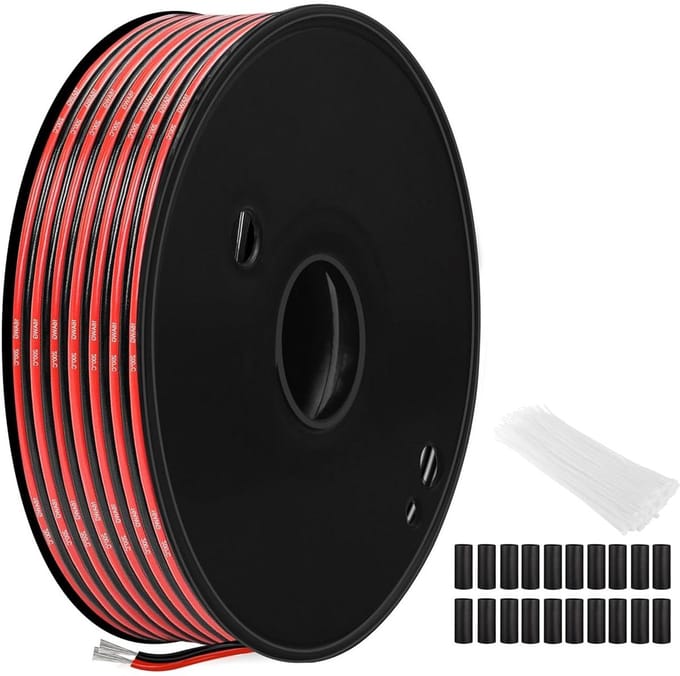 Siliconenkabel - Flexibele Draad - Elektrisch Aansluiten - Hoge Temperatuur - 25 Meter - Rood Zwart