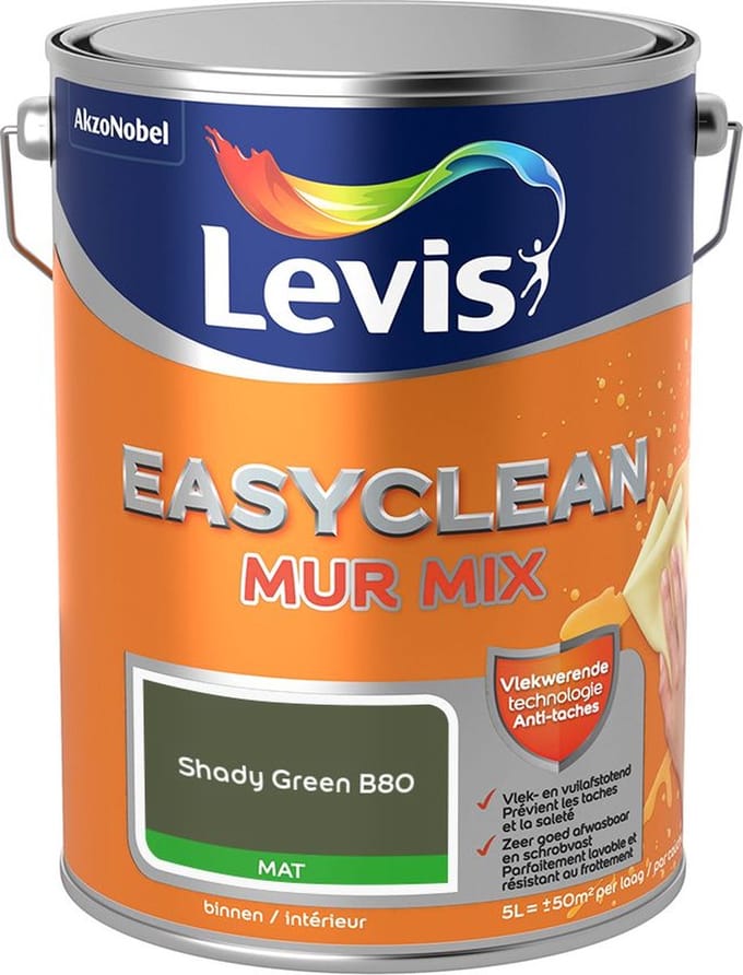 Levis - Easyclean Mur Mat Mix - Shady Green B80 - Mengverf - 5 L