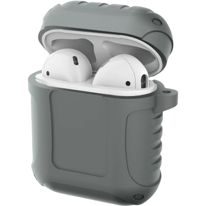 Comfycase Shockproof AirPods 1/2 Hoesje met Riemhaak Grijs