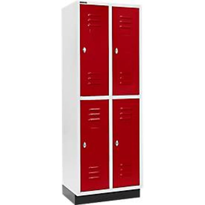 Schäfer Shop Select Kledinglocker, 2 x 2 compartimenten, 300 mm, met fitting, draaigrendelslot, Deur robijnrood