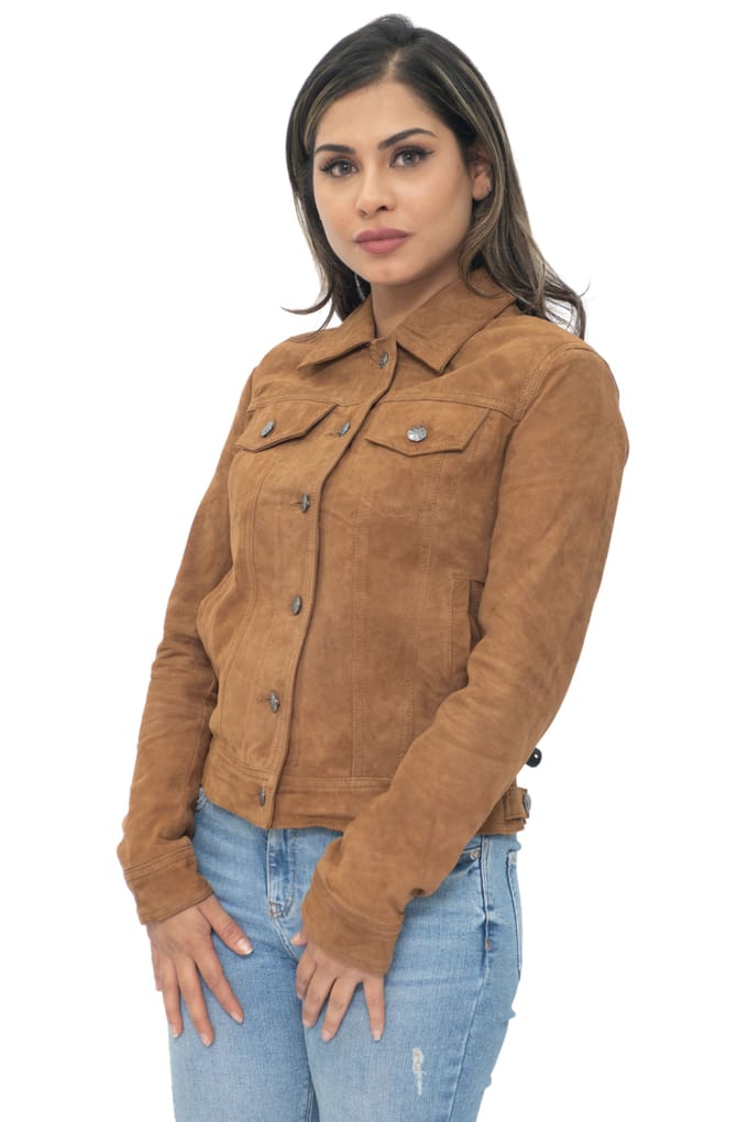 Dames geit suède trucker jeansjack-Astoria