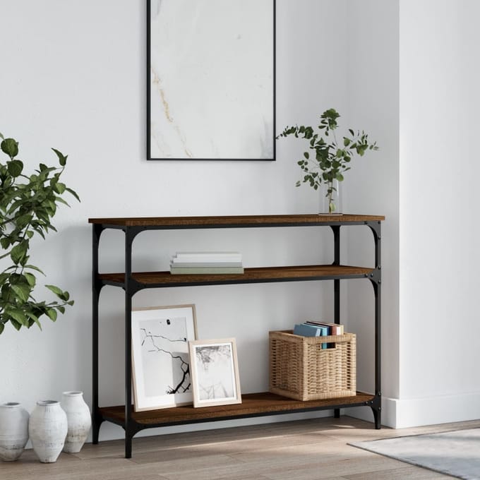 vidaXL - Wandtafel - 100x29x75 - cm - bewerkt - hout - bruin - eikenkleur