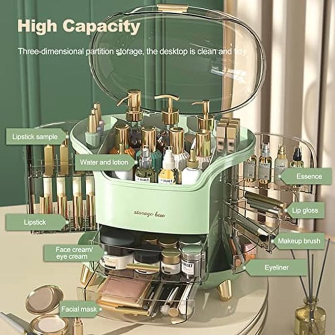 Draagbare Licht Luxe Multi functionele Make Up Case - Groen