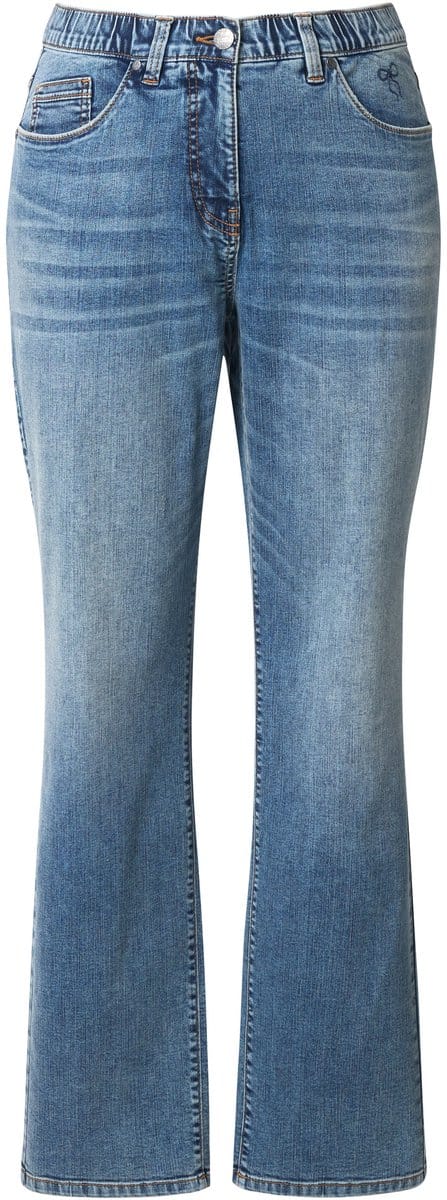 Ulla Popken - Dames - Jeans Mandy borduursel rechte pijpen - Blauw denim - Maat 42