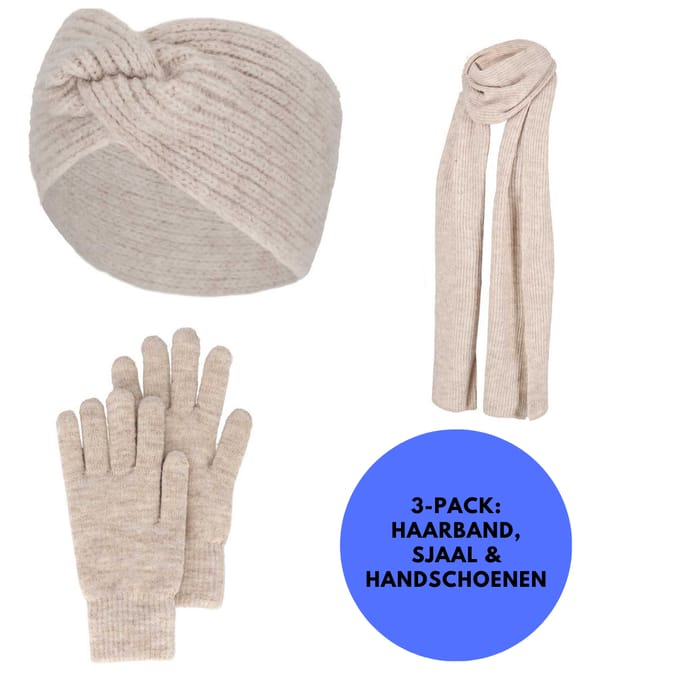 Winterset Dames - Handschoenen/Haarband/Sjaal - One Size - Wool white