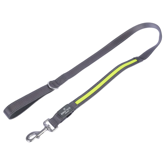 Nomad Tales Spirit USB LED riem neon geel & grijs 120 cm lang Hond