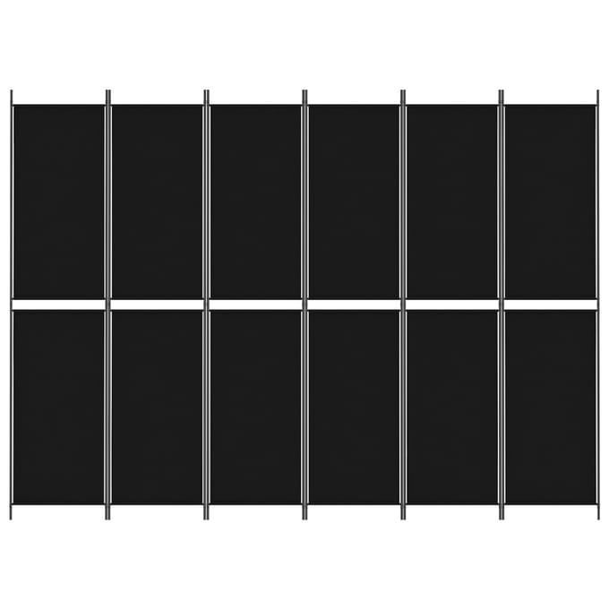 vidaXL - Kamerscherm - met - 6 - panelen - 300x220 - cm - stof - zwart