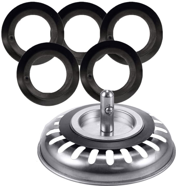 Zachte PVC-afdichtingen voor afvoerzeef, 5-pack
