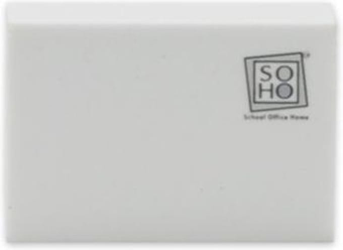 SOHO Gum - Rechthoek - 2,5x6cm - Extra zacht - Wit
