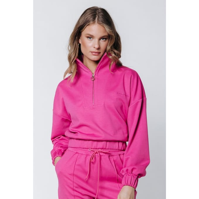 Colourful Rebel Litzy Dropped Shoulder Zipper Sweater- Maat XS