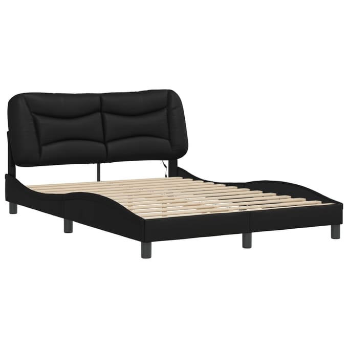 vidaXL - Bedframe - met - LED - zonder - matras - "Hvar" - zwart - 140x200 - cm