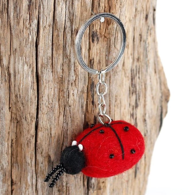 Vilten sleutelhanger lieveheersbeestje 5cm