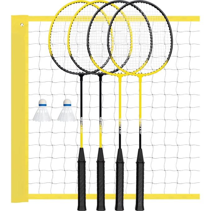 Get & Go Badminton set - 4 spelers - Net ca. 60 x 400cm - hoogte verstelbaar