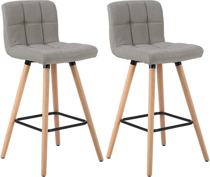 Barkrukken - Grijs - Linnen - Ergonomisch - Zithoogte 70cm - Set van 2