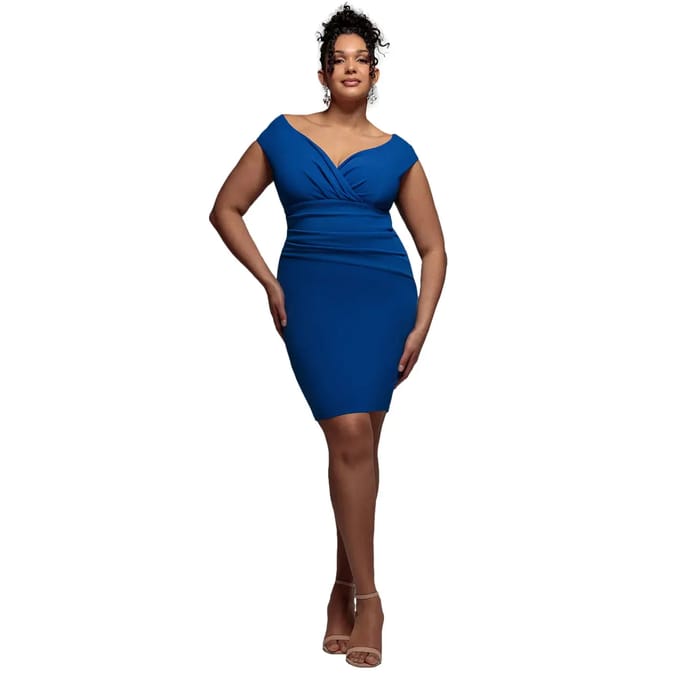 Off-shoulder jurk dames Goddiva Plus Midi