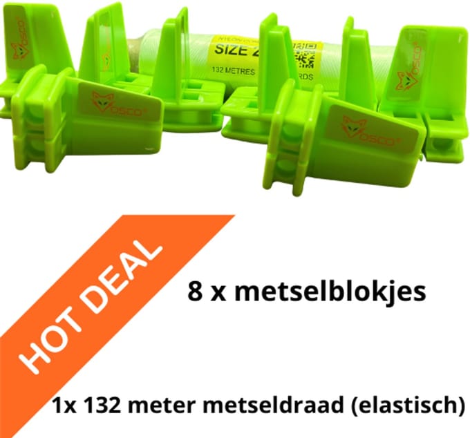 Vosco - Metselblokjes & Metseldraad - 8 Stuks & 132m