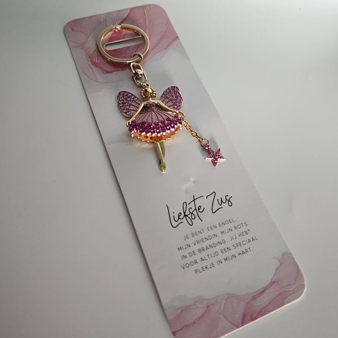 Sleutelhanger engel liefste zus - cadeau idee zus - cadeau idee Kerst - sleutelhanger - engel